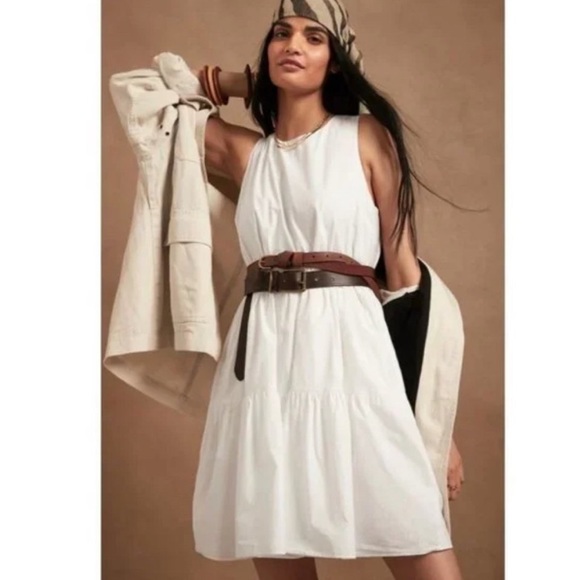 Banana Republic Poplin Tiered Mini Dress Petite - Picture 2 of 6